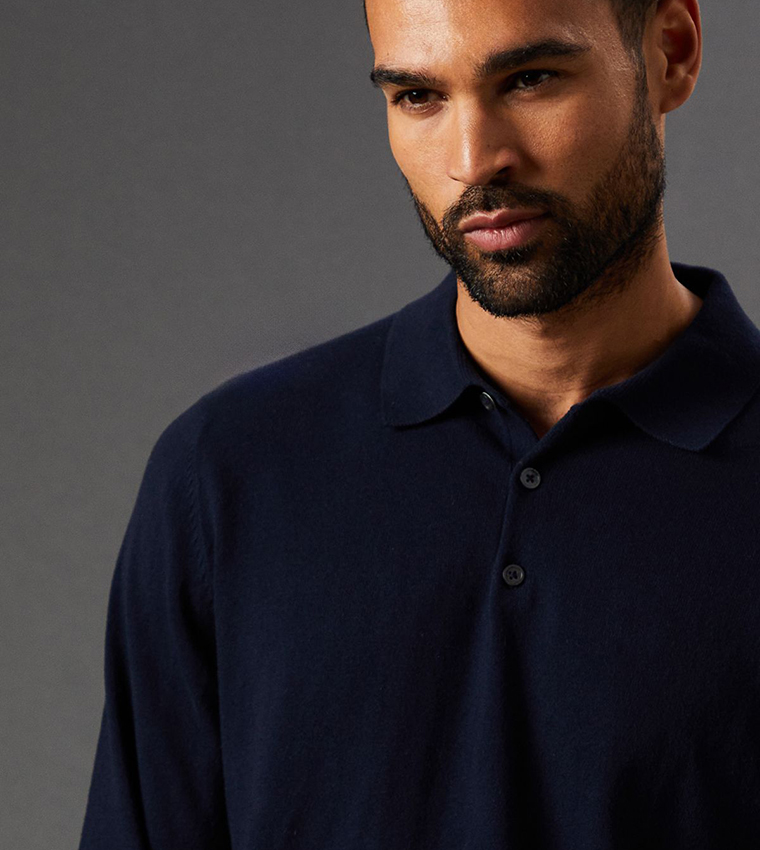 Cotton Rich Long Sleeves Polo T-Shirt