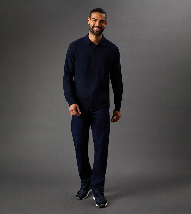Cotton Rich Long Sleeves Polo T-Shirt