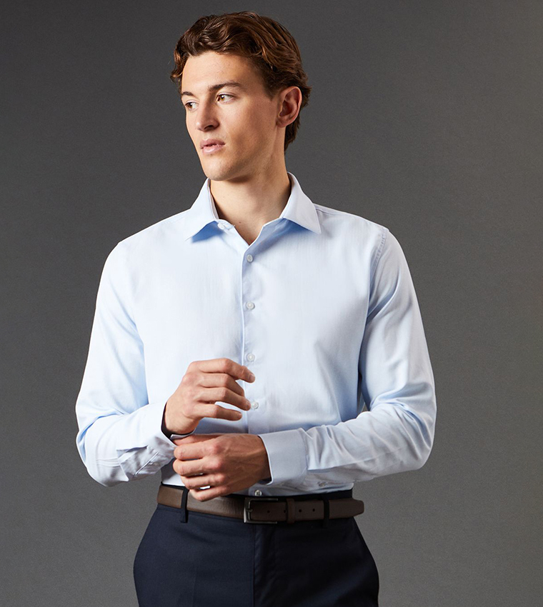 Tailored Fit Herringbone Weave Shirt