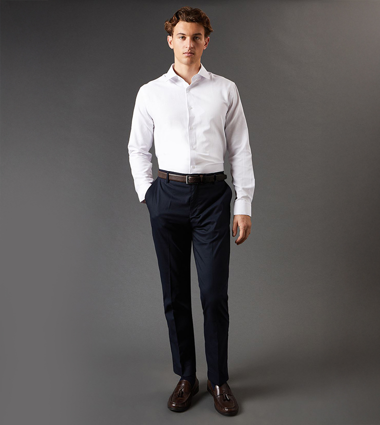 Tailored Fit Herringbone Weave Shirt