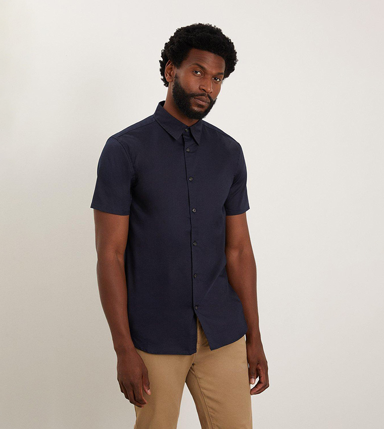 Buy Burton Short Sleeves Sateen Shirt In Navy 6thStreet Oman