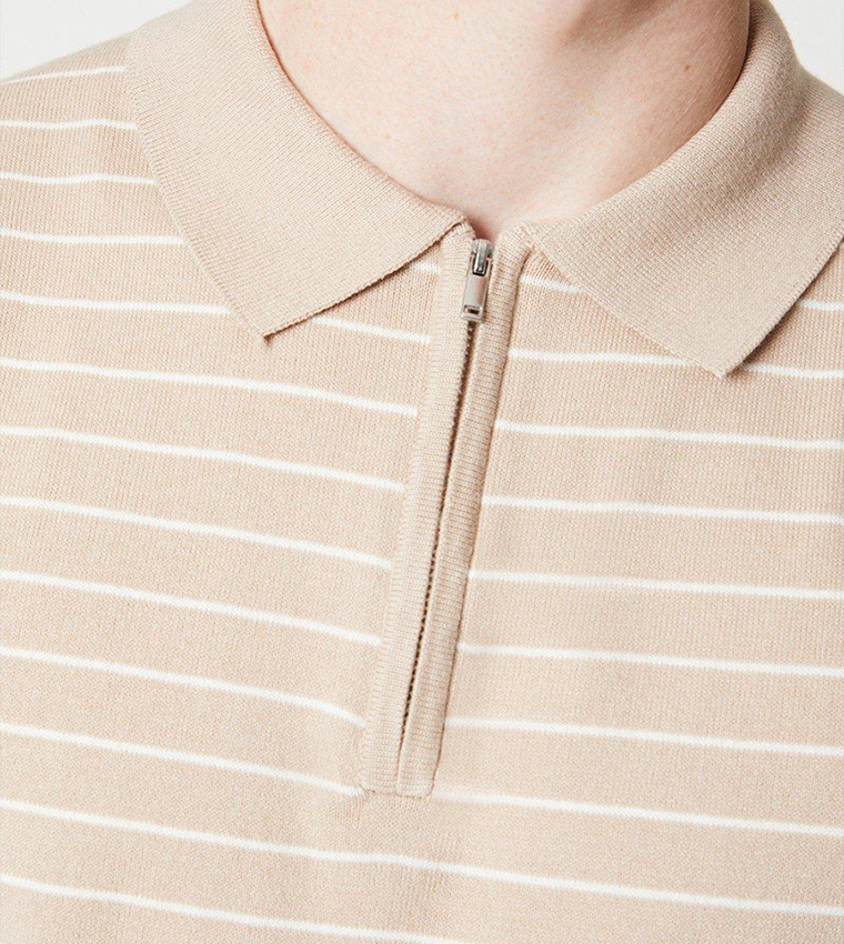 Horizontal Striped Jacquard Polo T-Shirt