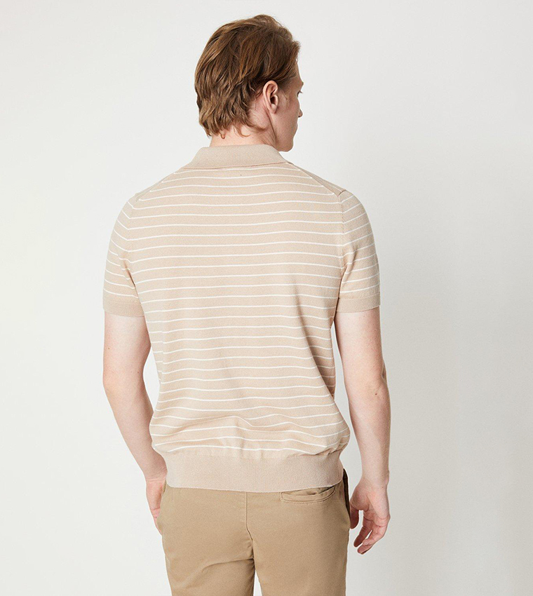 Horizontal Striped Jacquard Polo T-Shirt