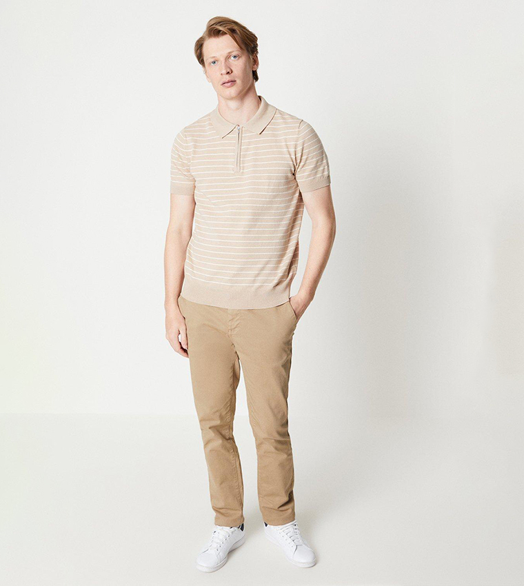 Horizontal Striped Jacquard Polo T-Shirt