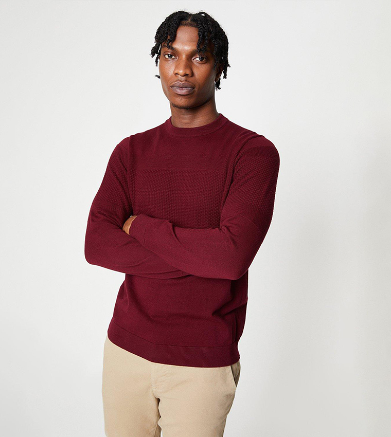 Buy Burton Popcorn Placement Crew Neck Jumper In Burgundy 6thStreet Qatar