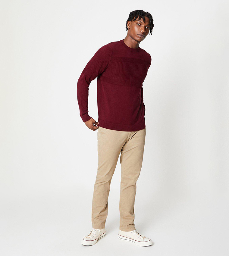 Buy Burton Popcorn Placement Crew Neck Jumper In Burgundy