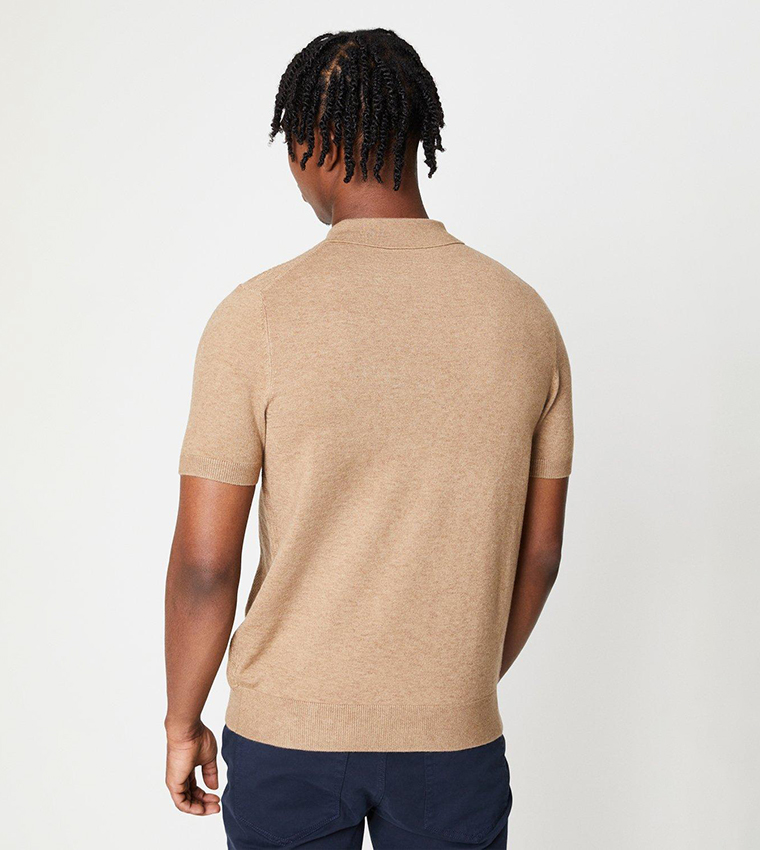 Herringbone Knitted Polo T-Shirt