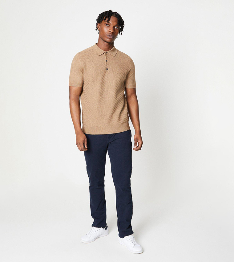 Buy Burton Herringbone Knitted Polo T Shirt In Sand 6thStreet UAE