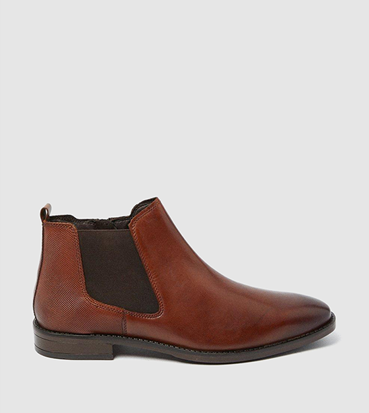 Buy Burton Bradley Leather Almond Toe Smart Chelsea Boots In Dark Brown 6thStreet Oman