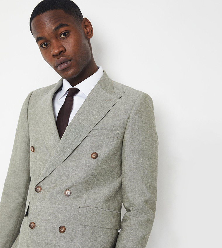 Buy Burton Double Breasted Slim Fit Blazer In Khaki 6thStreet Bahrain