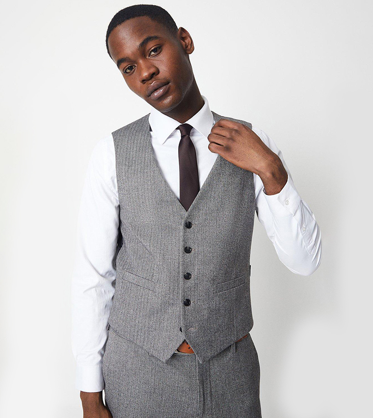 Burton grey waistcoat hotsell