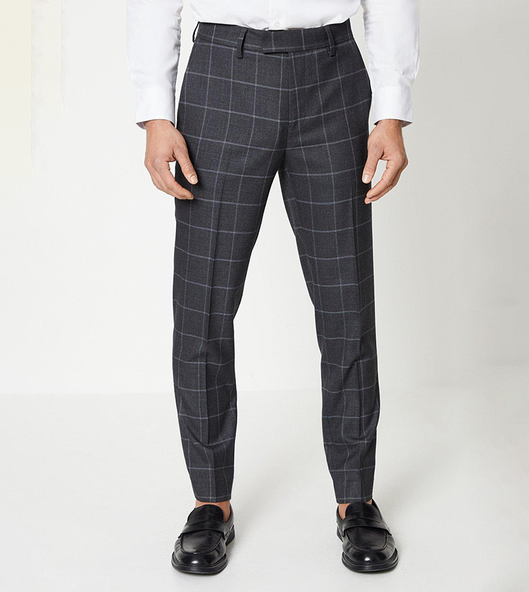 Buy Burton Slim Windowpane Check Suit Trousers In CHARCOAL 6thStreet Bahrain