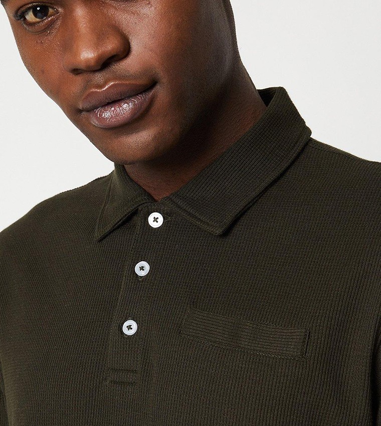 Waffle Textured Short Sleeves Polo T-Shirt