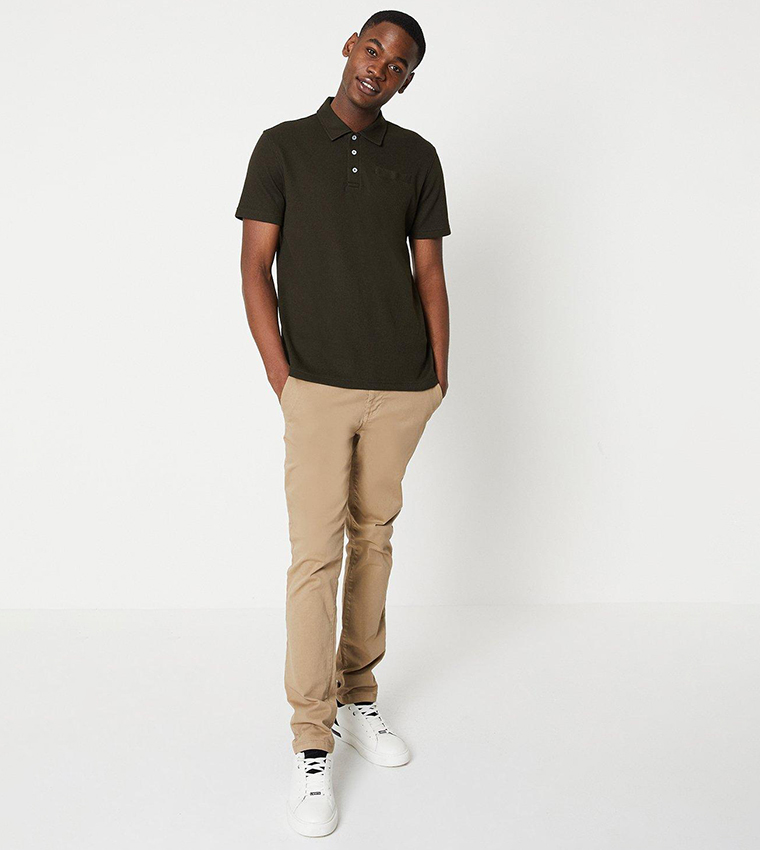 Waffle Textured Short Sleeves Polo T-Shirt