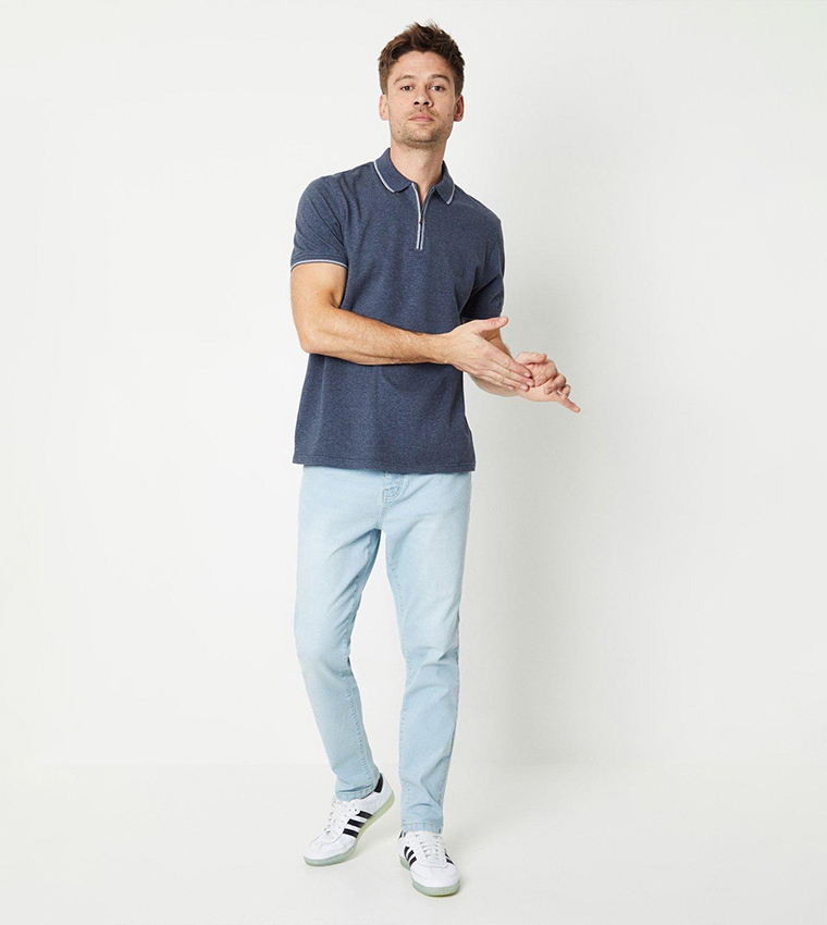 Fine Tipping Zip Polo T-Shirt