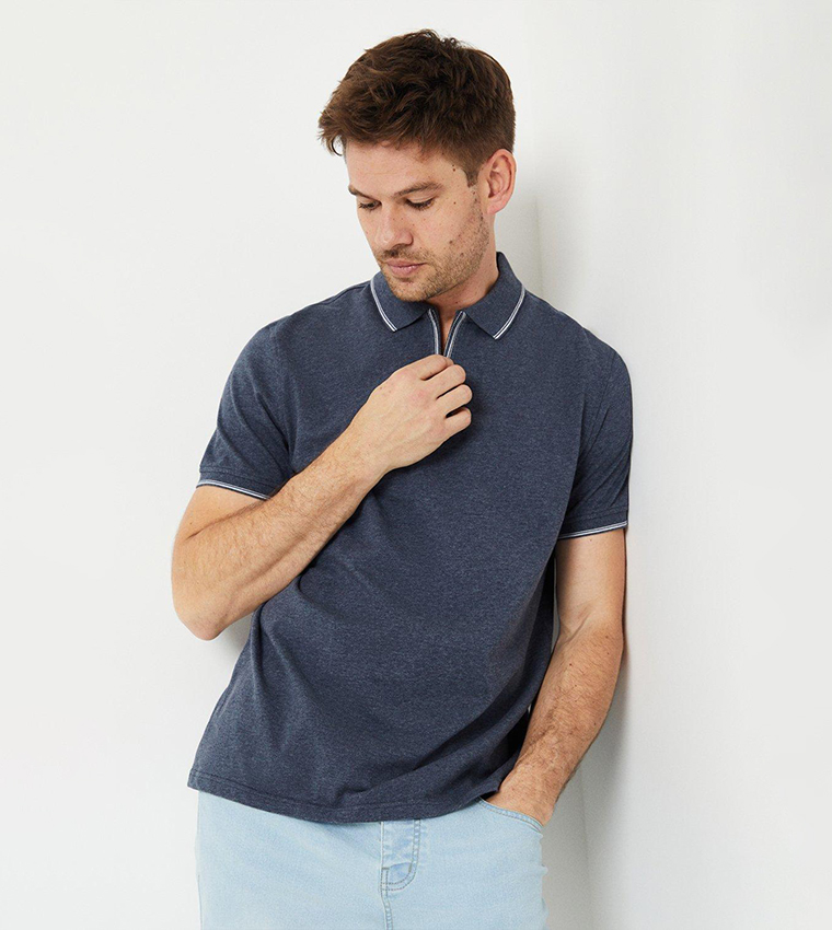 Fine Tipping Zip Polo T-Shirt