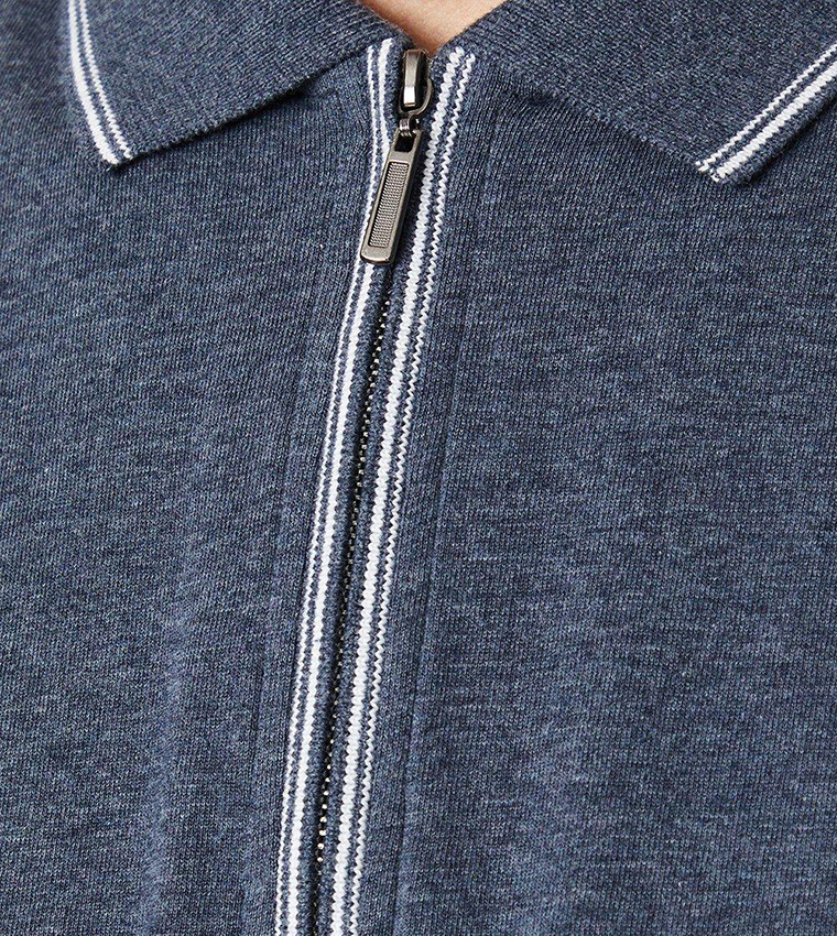 Fine Tipping Zip Polo T-Shirt