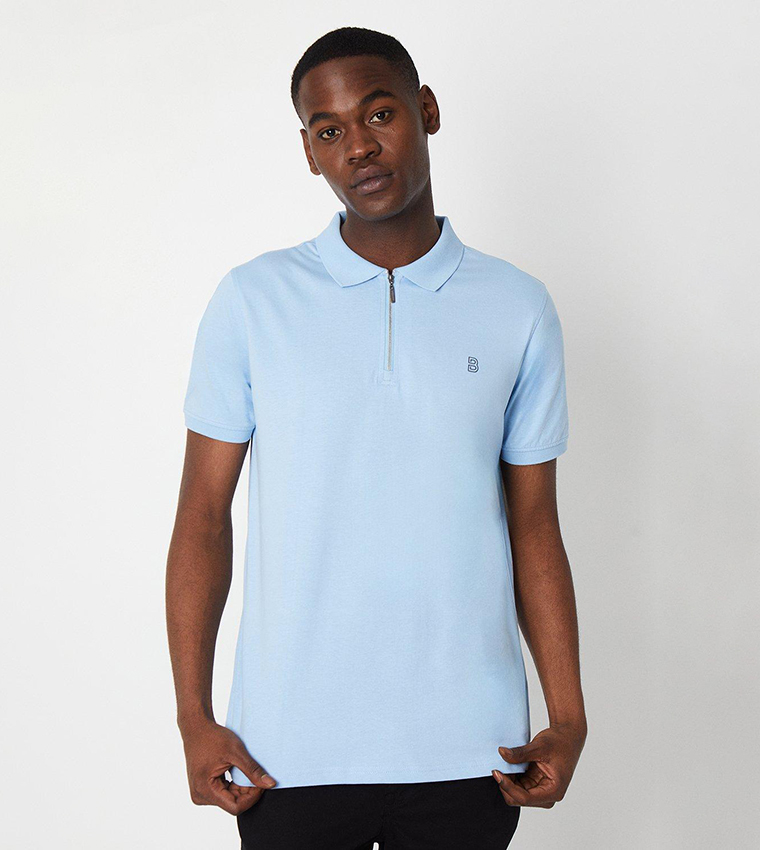 Buy Burton Chest Branded Zip Polo T Shirt In Blue 6thStreet Oman