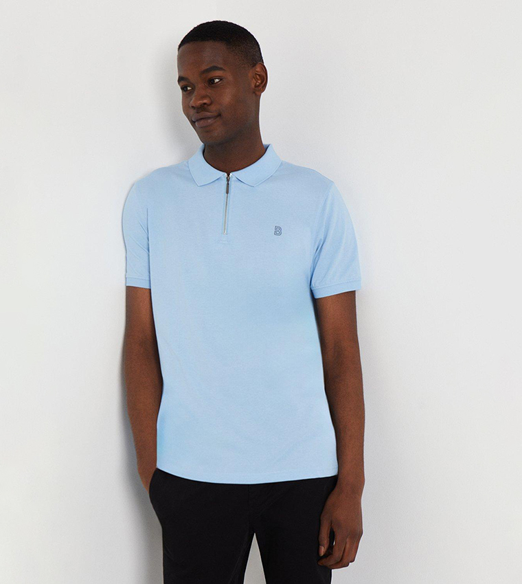 Chest Branded Zip Polo T-Shirt