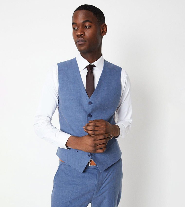 Buy Burton Solid Slim Fit Waistcoat In Blue 6thStreet UAE