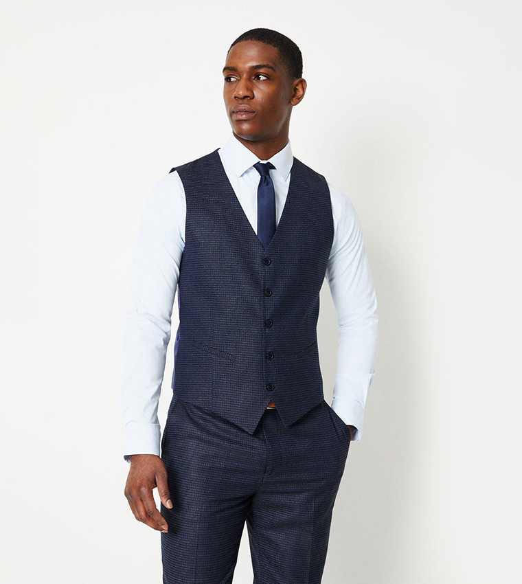 Buy Burton Tonal Grid Check Slim Fit Waistcoat In Grey 6thStreet Saudi Arabia