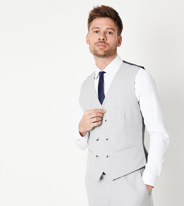 Burton grey waistcoat hotsell