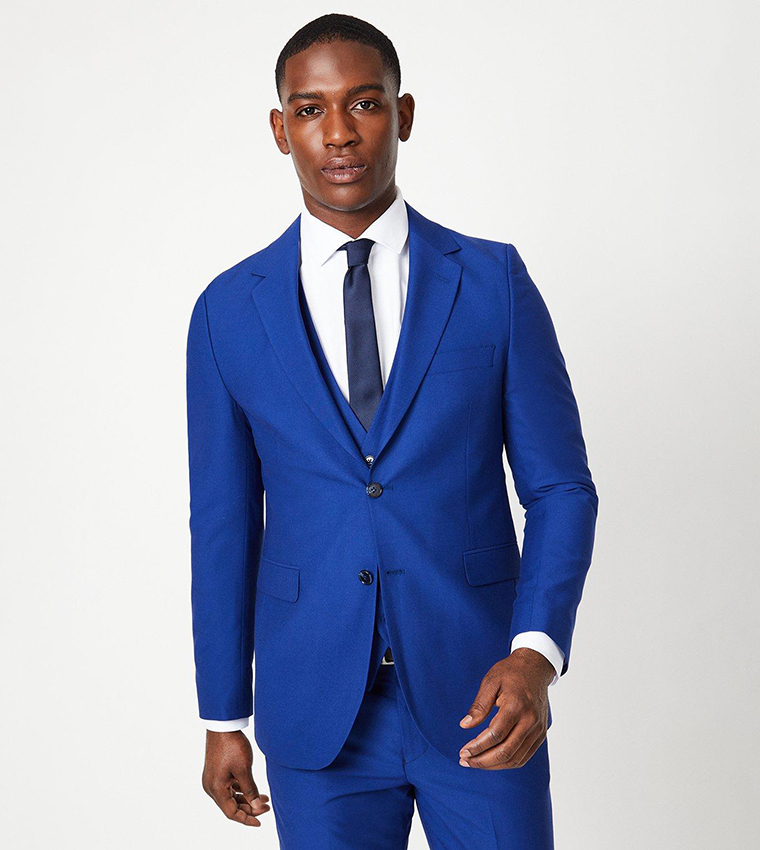 Buy Burton Solid Long Sleeves Slim Fit Blazer In Blue 6thStreet Oman