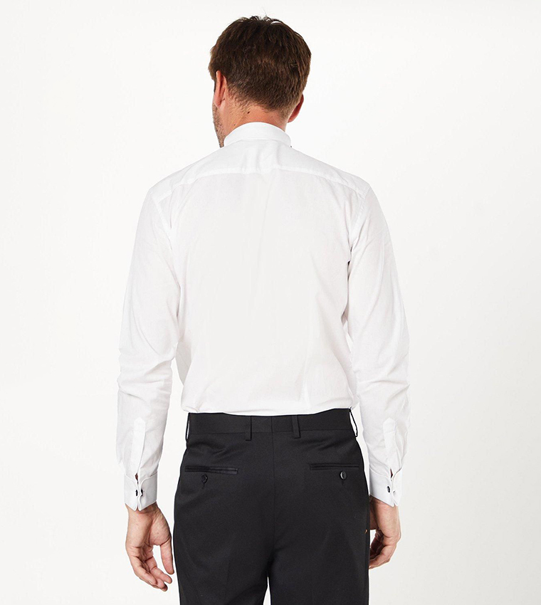 Wing Collar Bib Front Slim Fit Long Sleeves Shirt