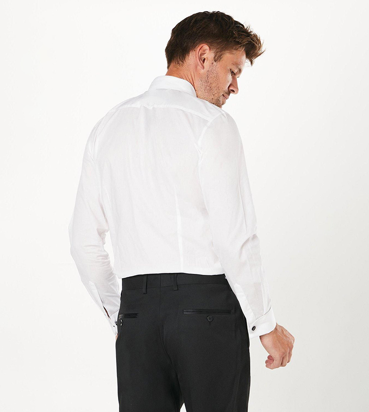 Pleat Front Slim Fit Long Sleeves Shirt
