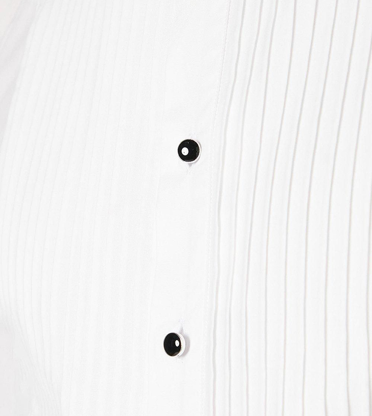 Pleat Front Slim Fit Long Sleeves Shirt