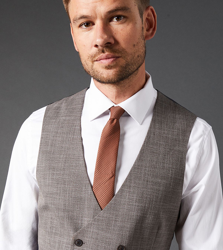 Slim Fit Puppytooth Checkered Waistcoat