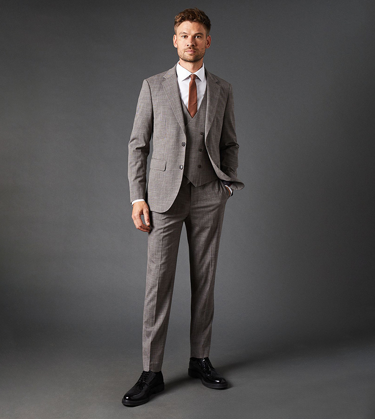 Slim Fit Puppytooth Checkered Waistcoat