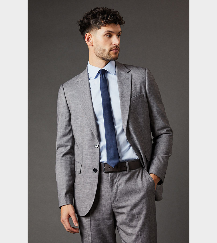 Sharkskin Long Sleeves Slim Fit Blazer