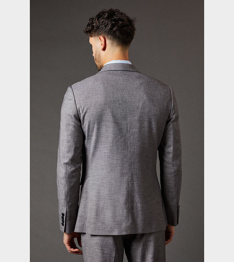 Sharkskin Long Sleeves Slim Fit Blazer