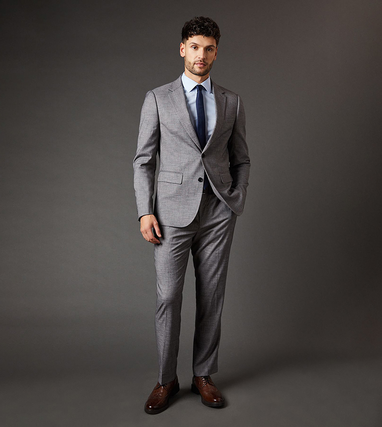 Sharkskin Long Sleeves Slim Fit Blazer
