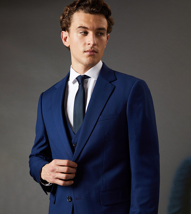 Solid French Slim Fit Blazer
