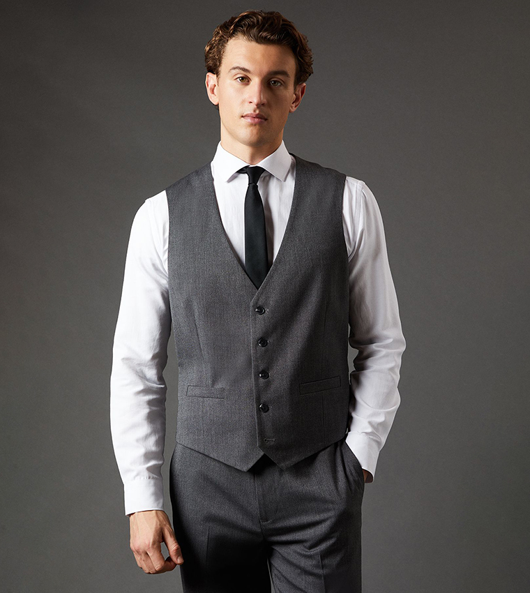 Solid Slim Fit Waistcoat