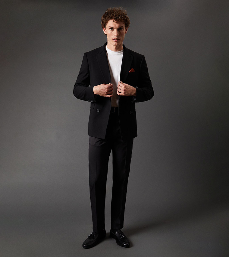 Solid Double Breasted Blazer