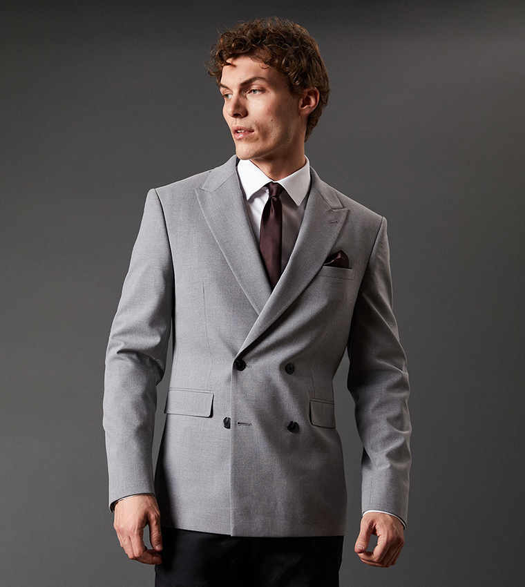 Solid Double Breasted Blazer