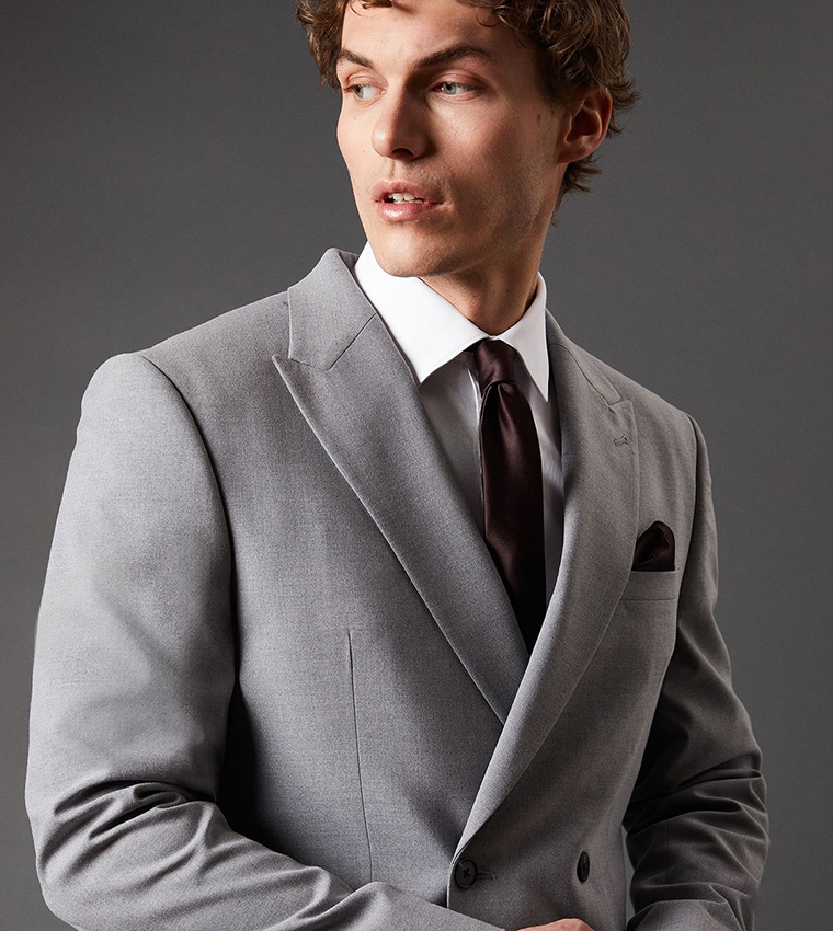 Solid Double Breasted Blazer