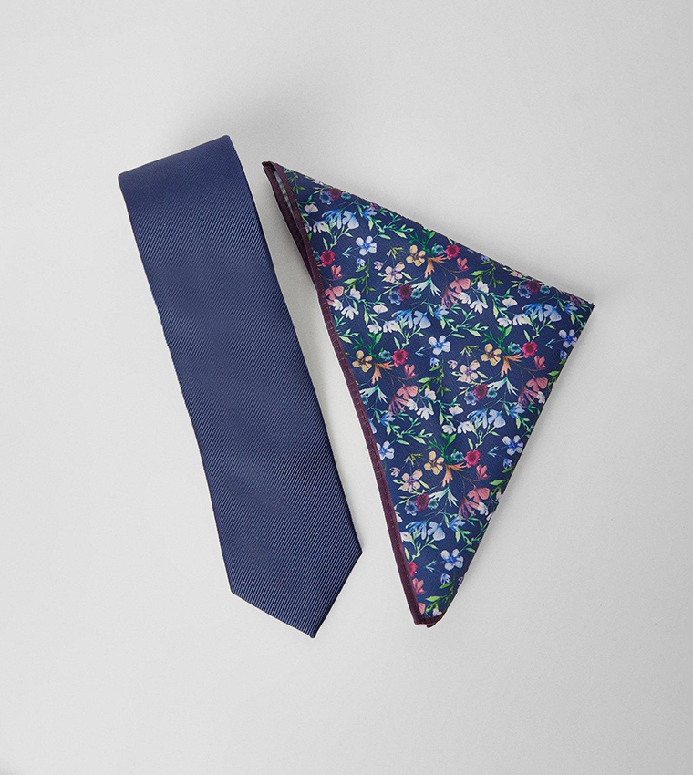 Tie and Floral Pocket Square