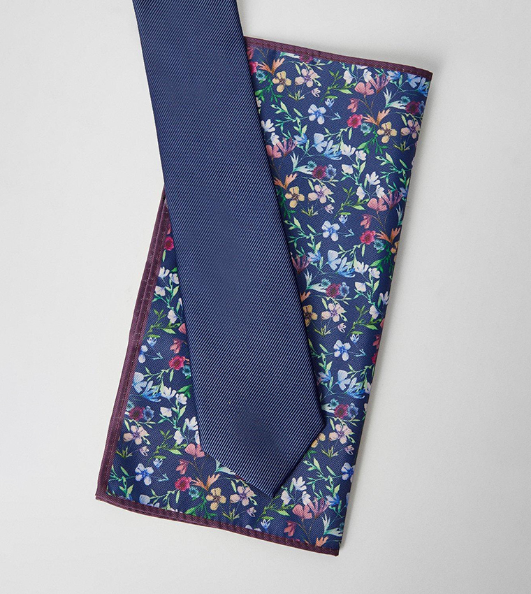 Tie and Floral Pocket Square