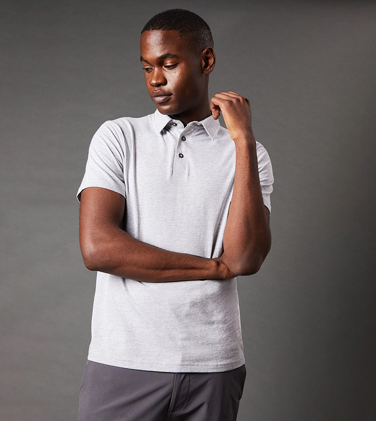 Buy Burton Solid Short Sleeves Polo T Shirt In Grey 6thStreet Bahrain