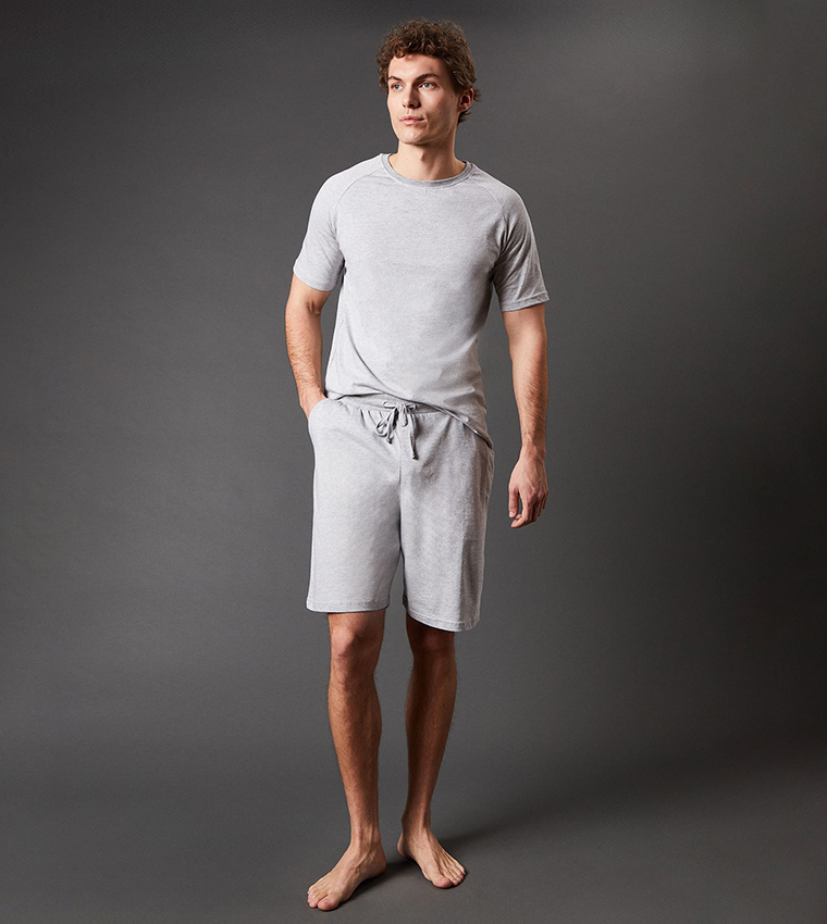 Solid Crew Neck Shorty Pyjama Set