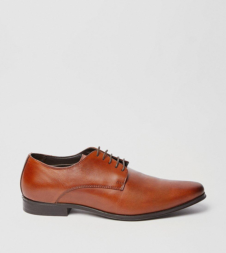 Almond Toe Leather Derby Shoes
