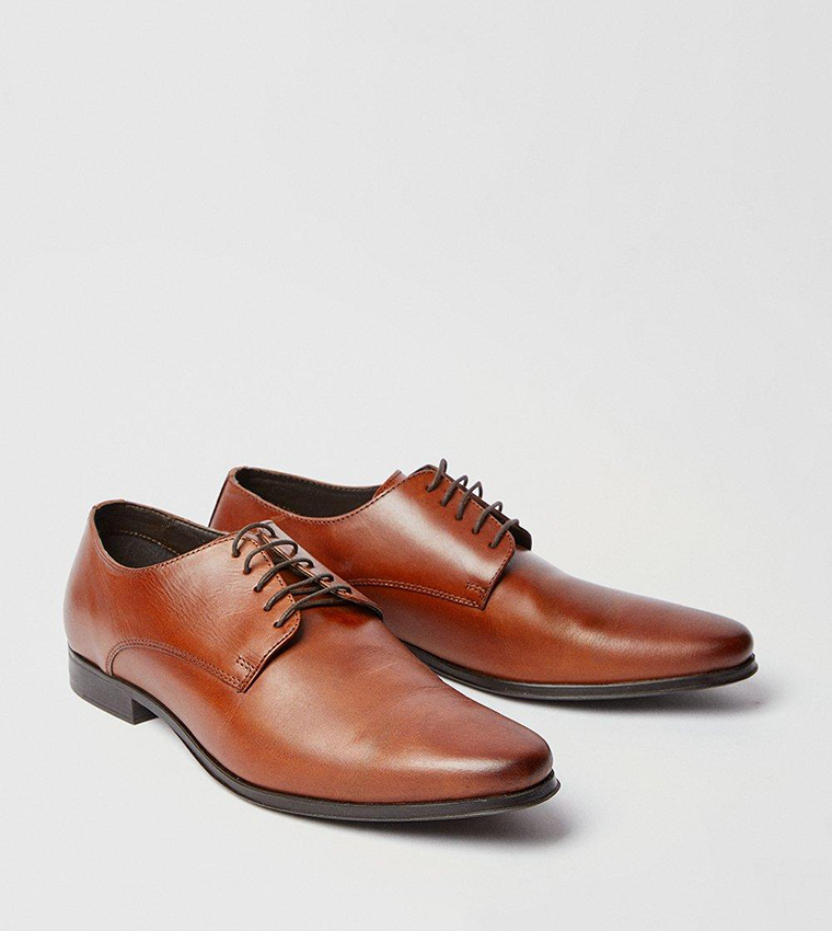 Almond Toe Leather Derby Shoes