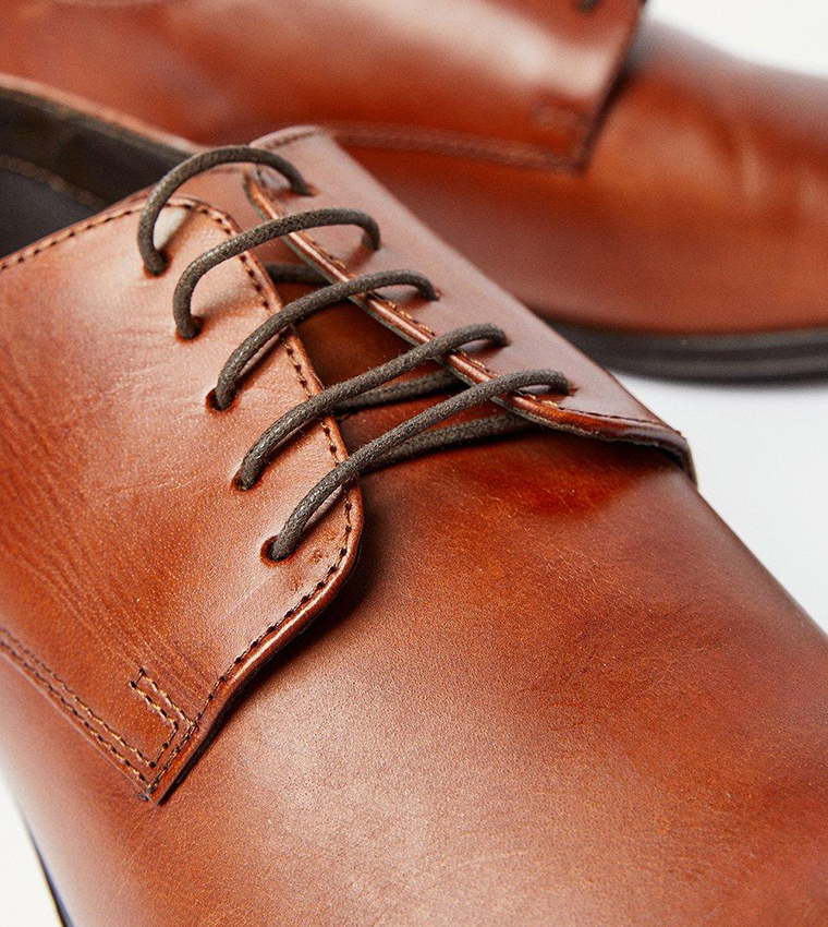 Almond Toe Leather Derby Shoes