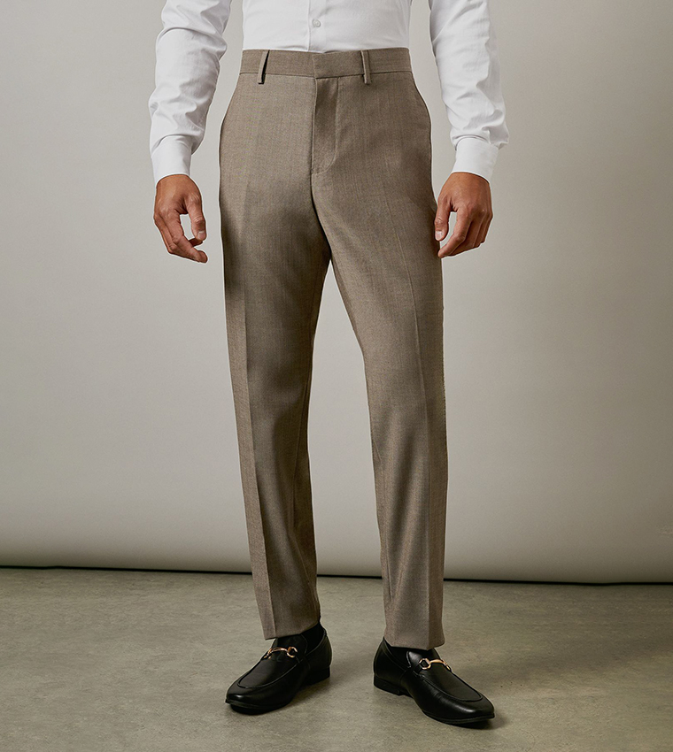 Solid Mid Rise Formal Trousers