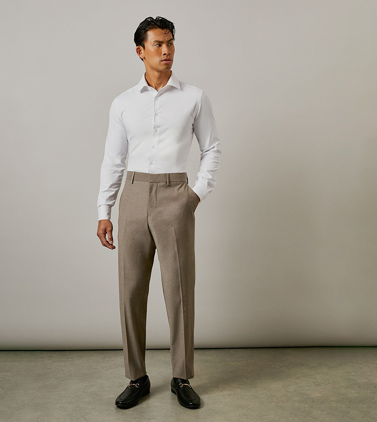 Solid Mid Rise Formal Trousers