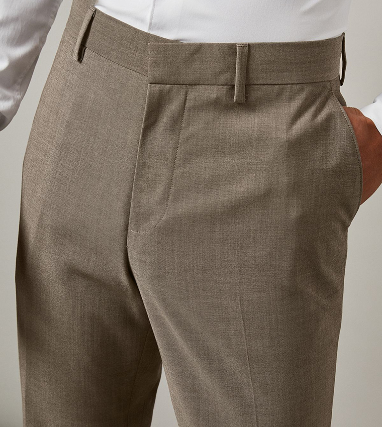 Solid Mid Rise Formal Trousers